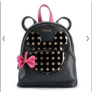 Disney X Dani Minnie Mouse Mini Backpack, Faux Leather W/ Faux Patent Leather